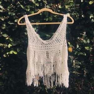 Beachy white chrochet top!